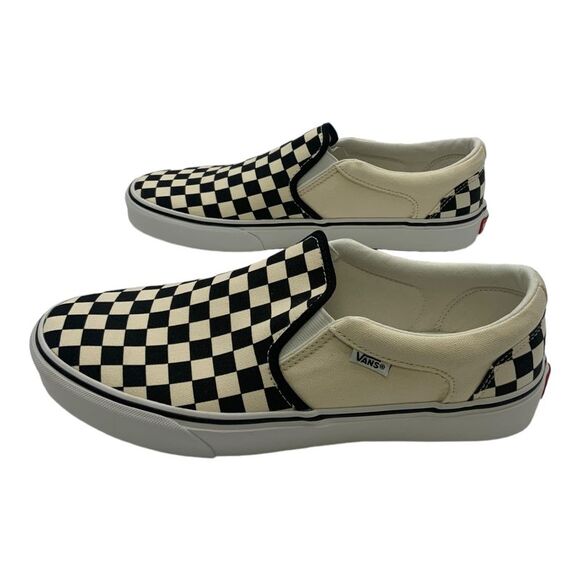 Vans Asher Slip-On Skate Shoes Black/Natural Checkerboard US Men's 10 - Picture 2 of 8